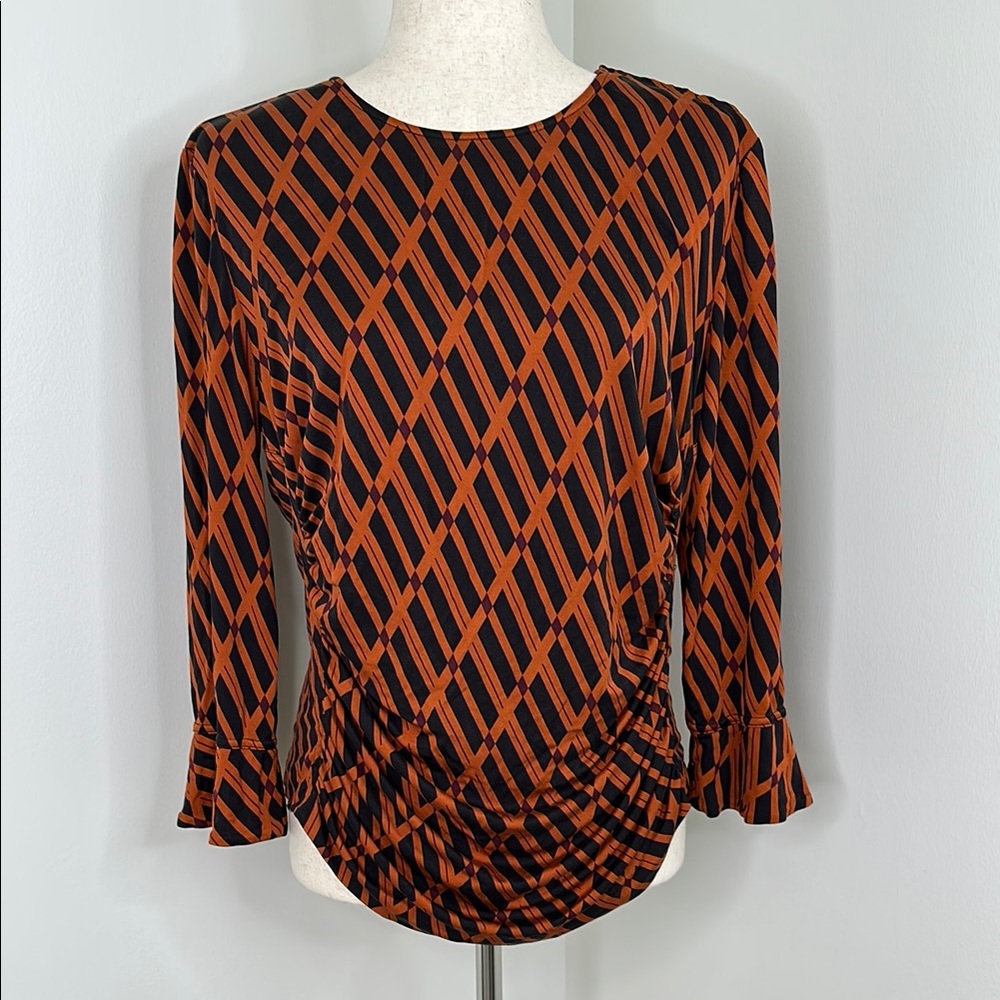Vintage Carlisle Geometric Print Silk Blouse